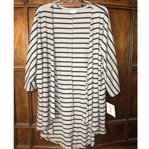 Lula Roe Lindsey Kimono Grey & Black Stripe
